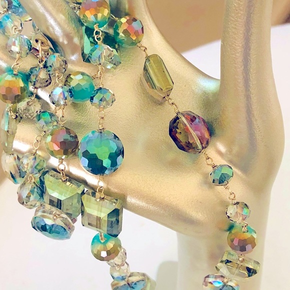 Gorgeous Vintage 925 Aurora Borealis Crystal Bead Necklace - Picture 4 of 17